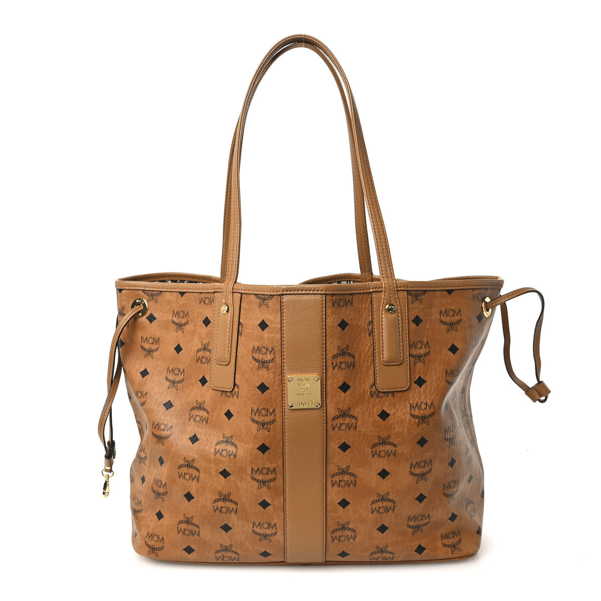 MCM Visetos Medium Liz Reversible Shopper Tote Cognac 1 of 17