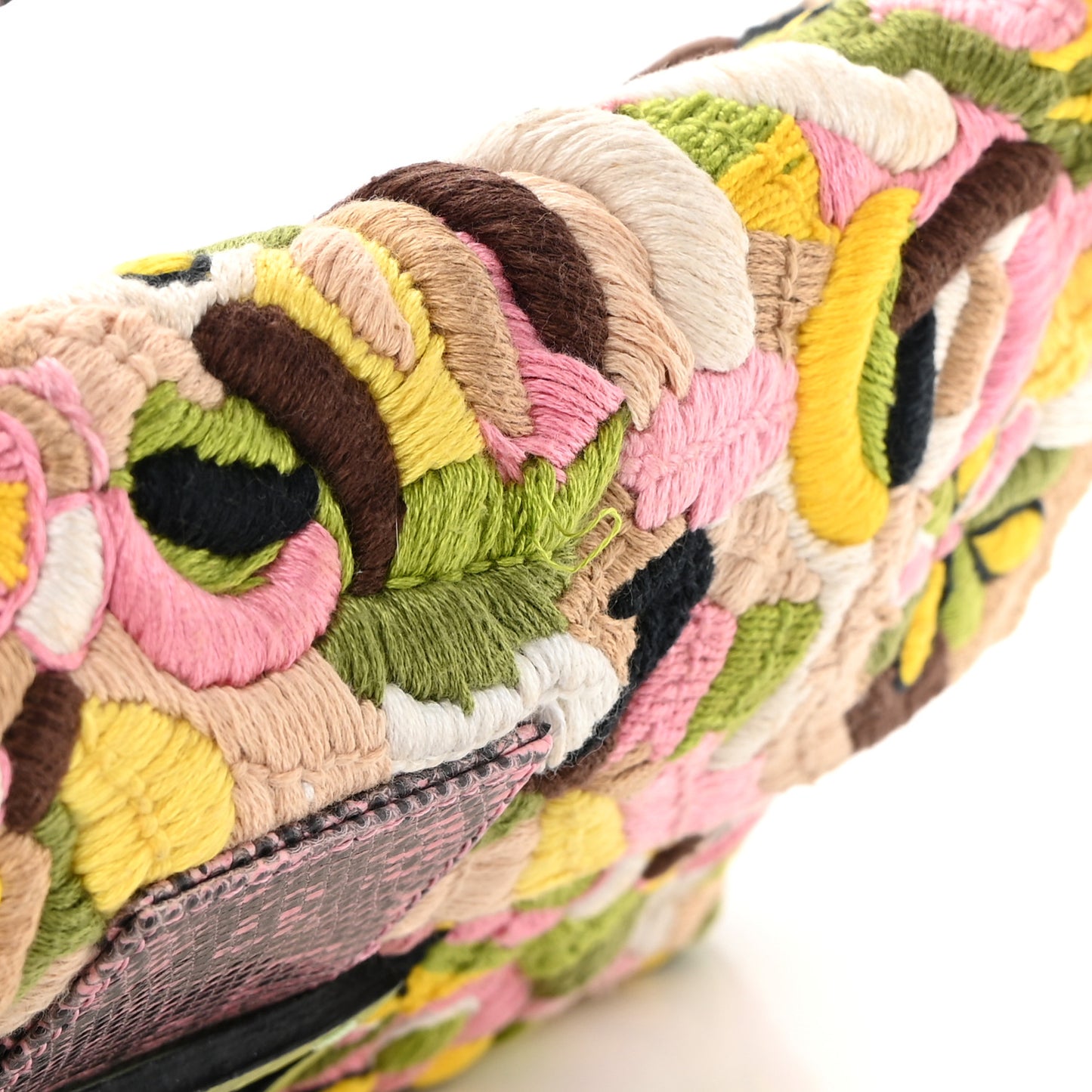 Lizard Embroidered Flower Baguette Pink Multicolor