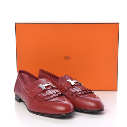 Hermes Goatskin Womens Royal Loafers 36.5 Rouge Tibétain 10 of 10