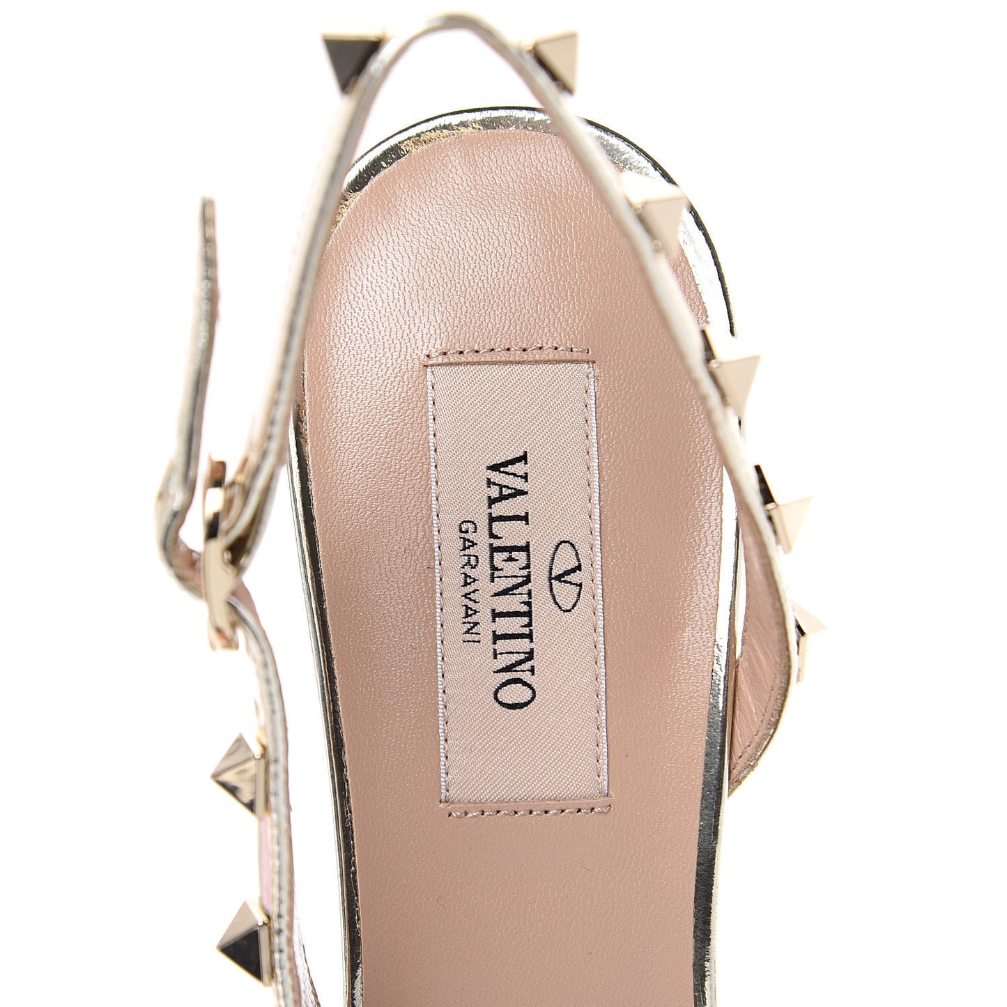 Metallic Pebbled Calfskin Rockstud Half D'Orsay Slingback 50mm Pumps 37.5 Platino