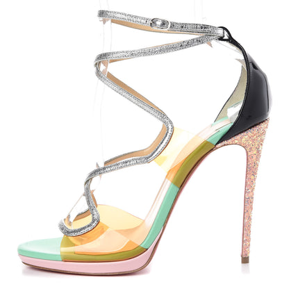 Christian Louboutin Nappa PVC Artisteric 120 Sandals 38 Opal 1 of 9