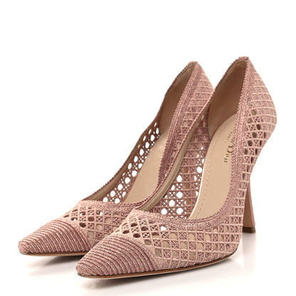 Christian Dior Lurex Cannage Embroidered Dior Capture 100mm Pumps 38 Rose Des Vents 3 of 7
