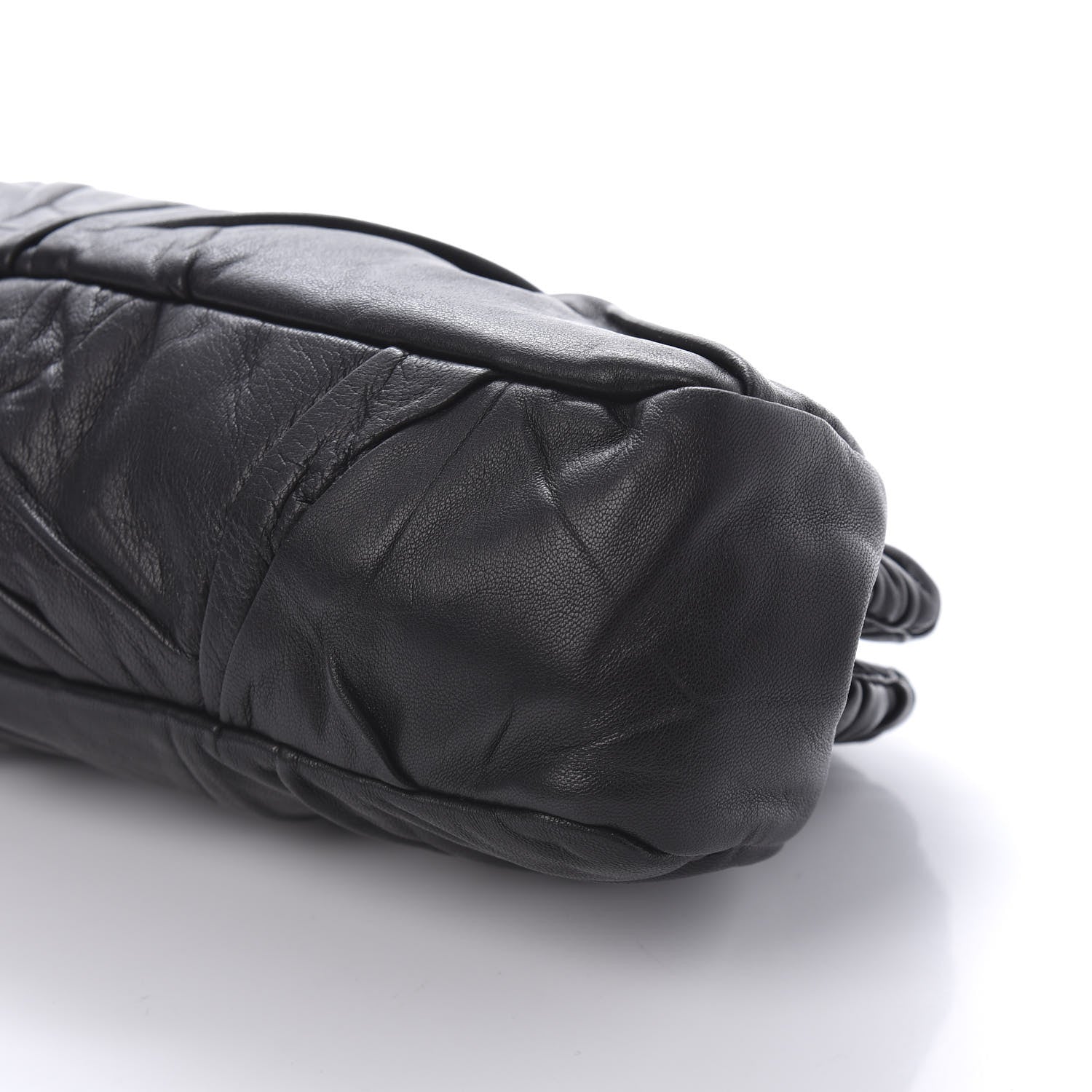 Prada Nappa Pleated Pochette Clutch Black 7 of 11