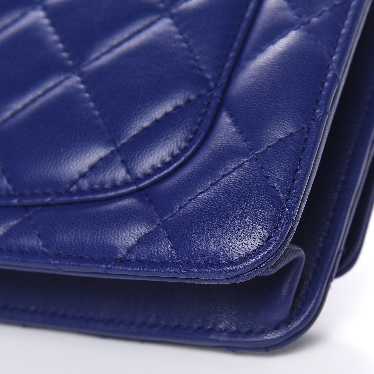 Chanel Lambskin Quilted Wallet On Chain WOC Blue 12 of 15