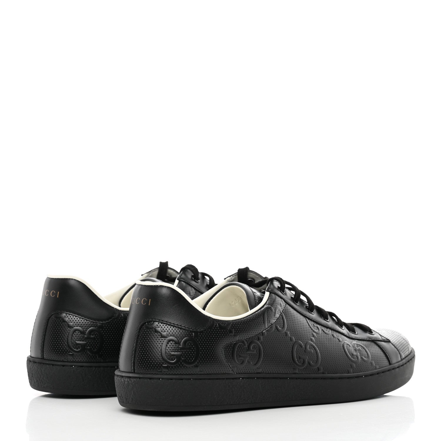 Gucci Calfskin GG Tennis Embossed Mens Ace Sneakers 11 Black 4 of 10