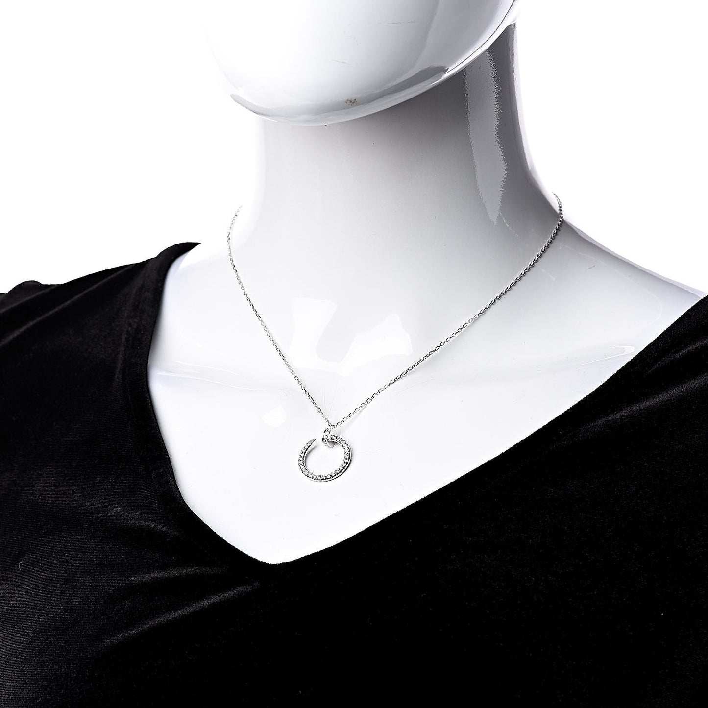18K White Gold Diamond Juste Un Clou Paved Pendant Necklace