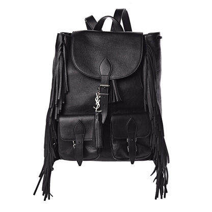 Saint Laurent Calfskin Fringe Festival Backpack Black 1 of 10