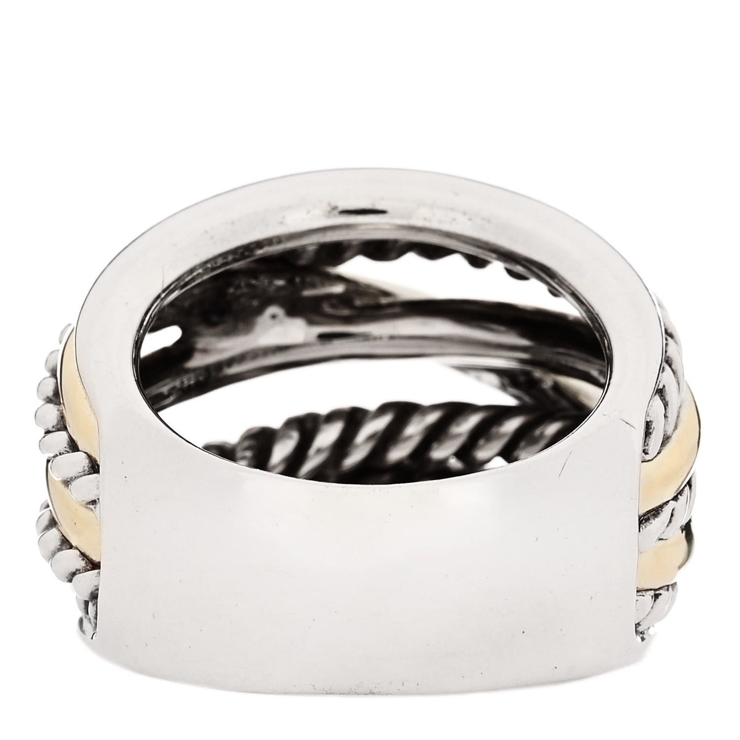 Sterling Silver 14K Yellow Gold Wide Crossover Ring 54 6.75