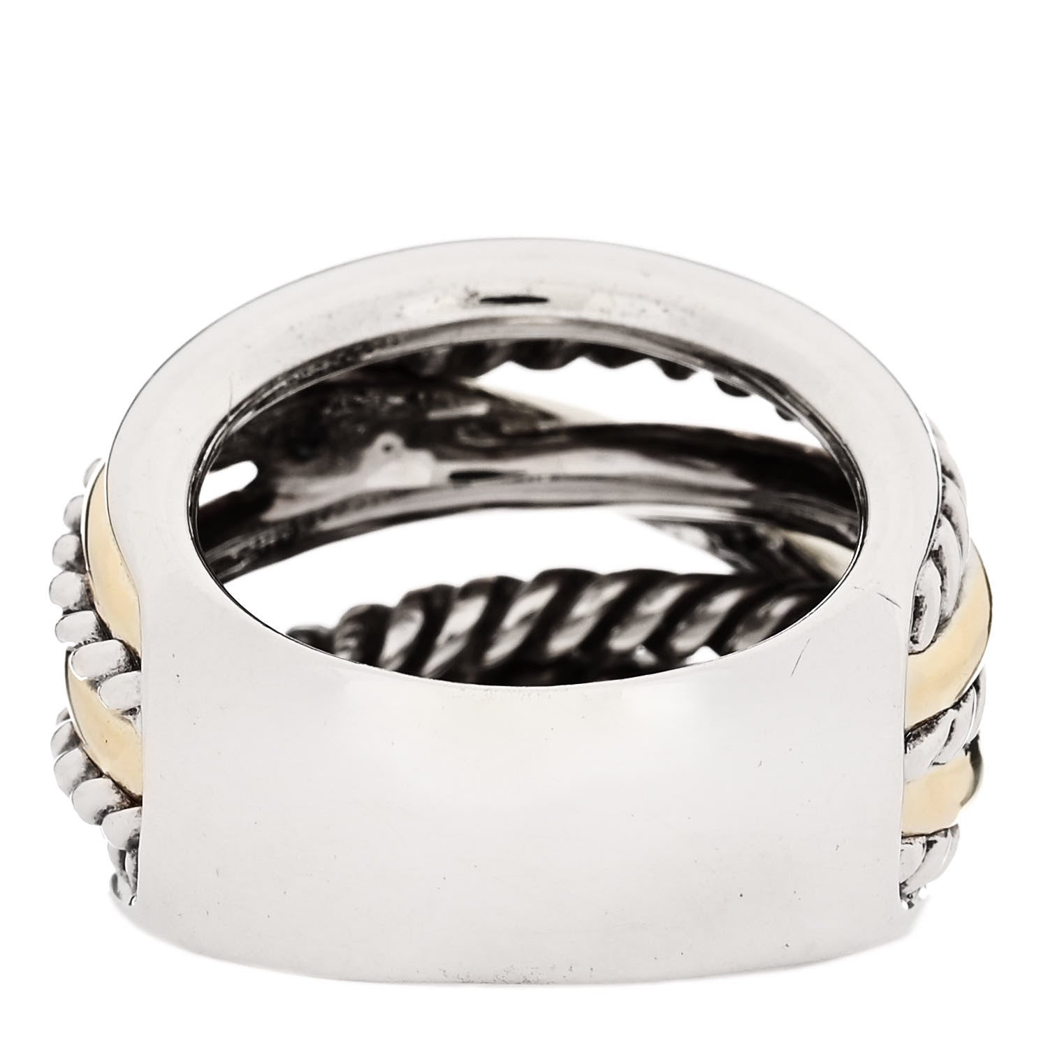 David Yurman Sterling Silver 14K Yellow Gold Wide Crossover Ring 54 6.75 3 of 4