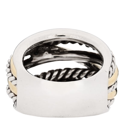 David Yurman Sterling Silver 14K Yellow Gold Wide Crossover Ring 54 6.75 3 of 4
