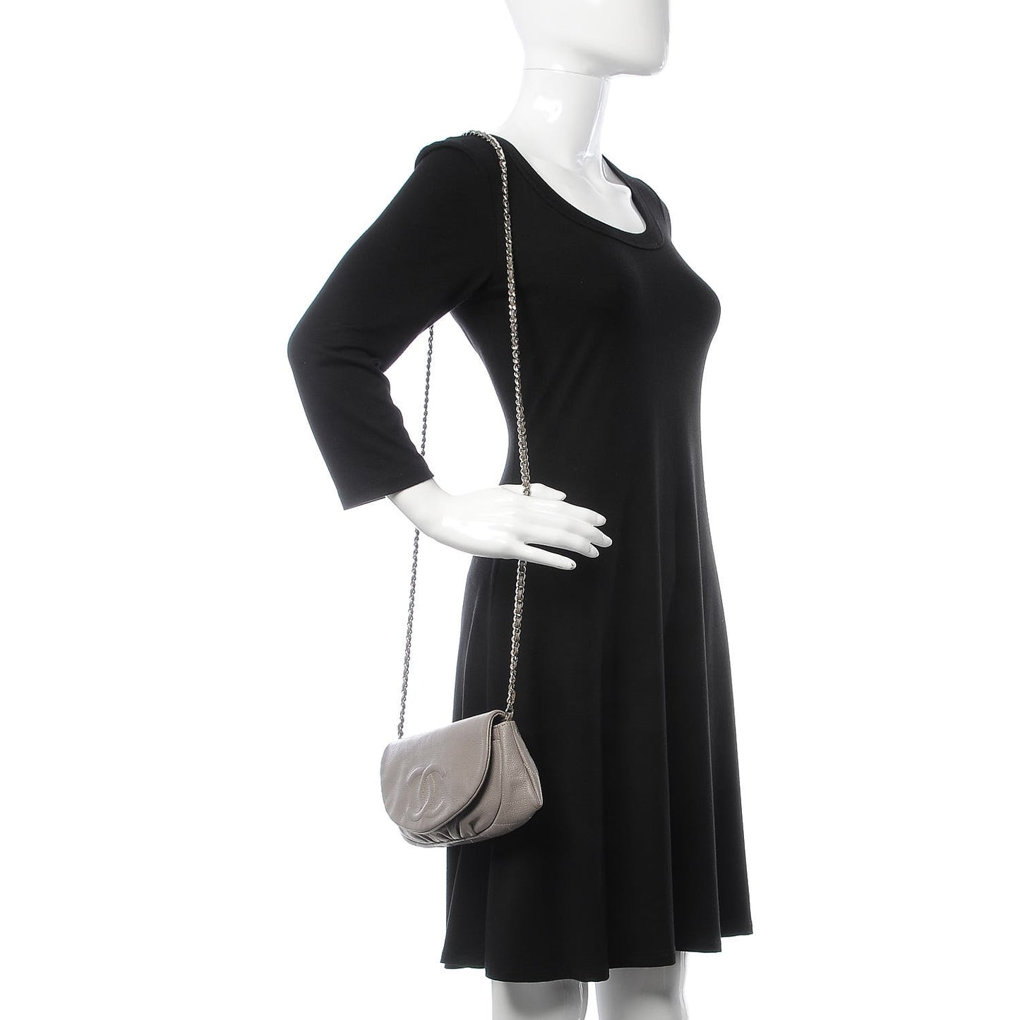 Caviar Half Moon Wallet On Chain WOC Light Grey