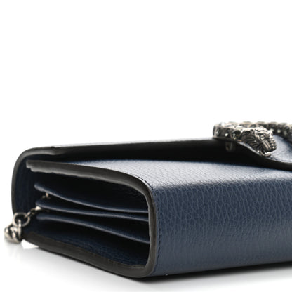 Gucci Dollar Calfskin Crystal Mini Dionysus Chain Wallet Blue Agata Black Diamond 8 of 9