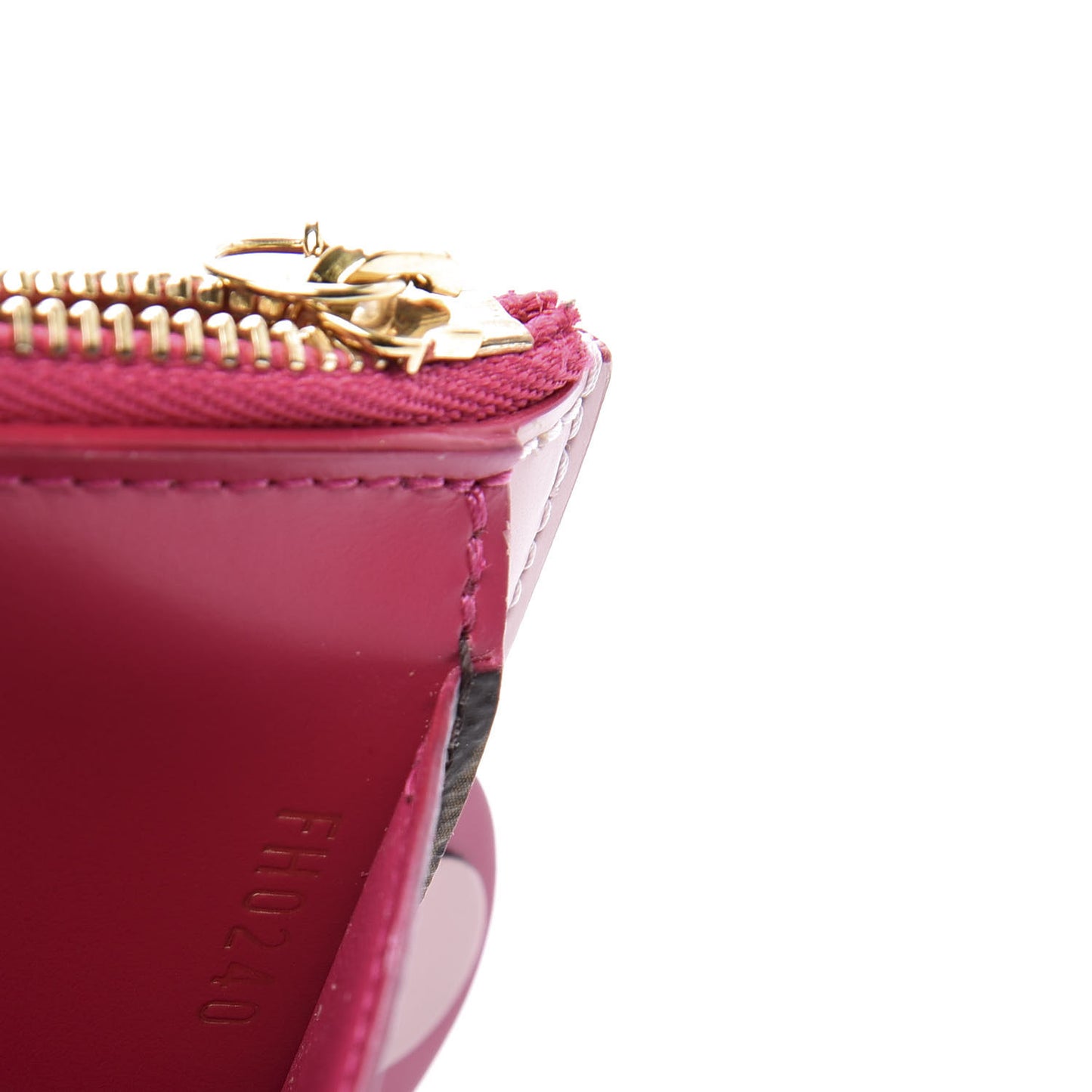 Monogram Blooming Flowers Zipped Card Holder Hot Pink Rose Ballerine