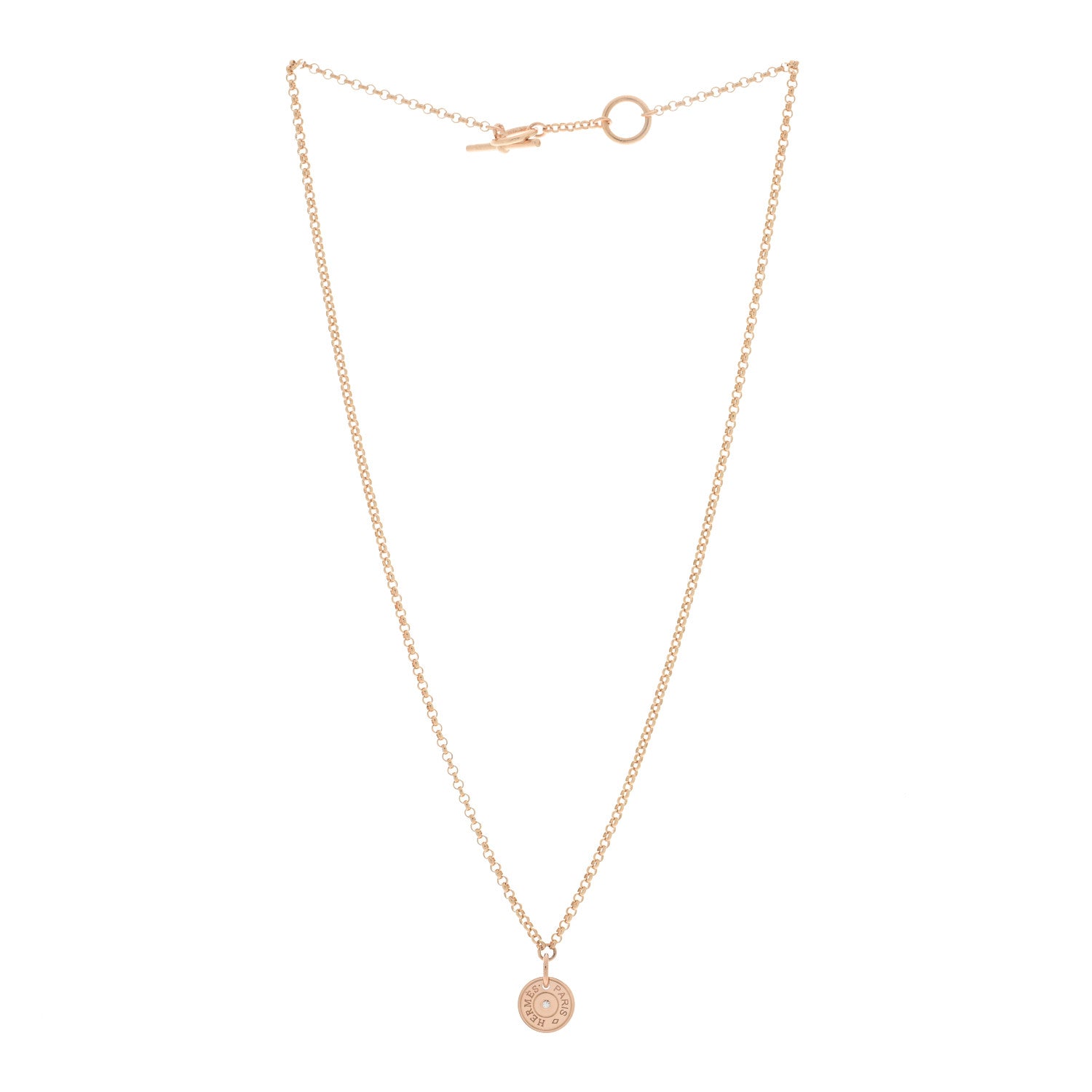 Hermes 18K Rose Gold Diamond Gambade Clou de Selle Necklace 2 of 6