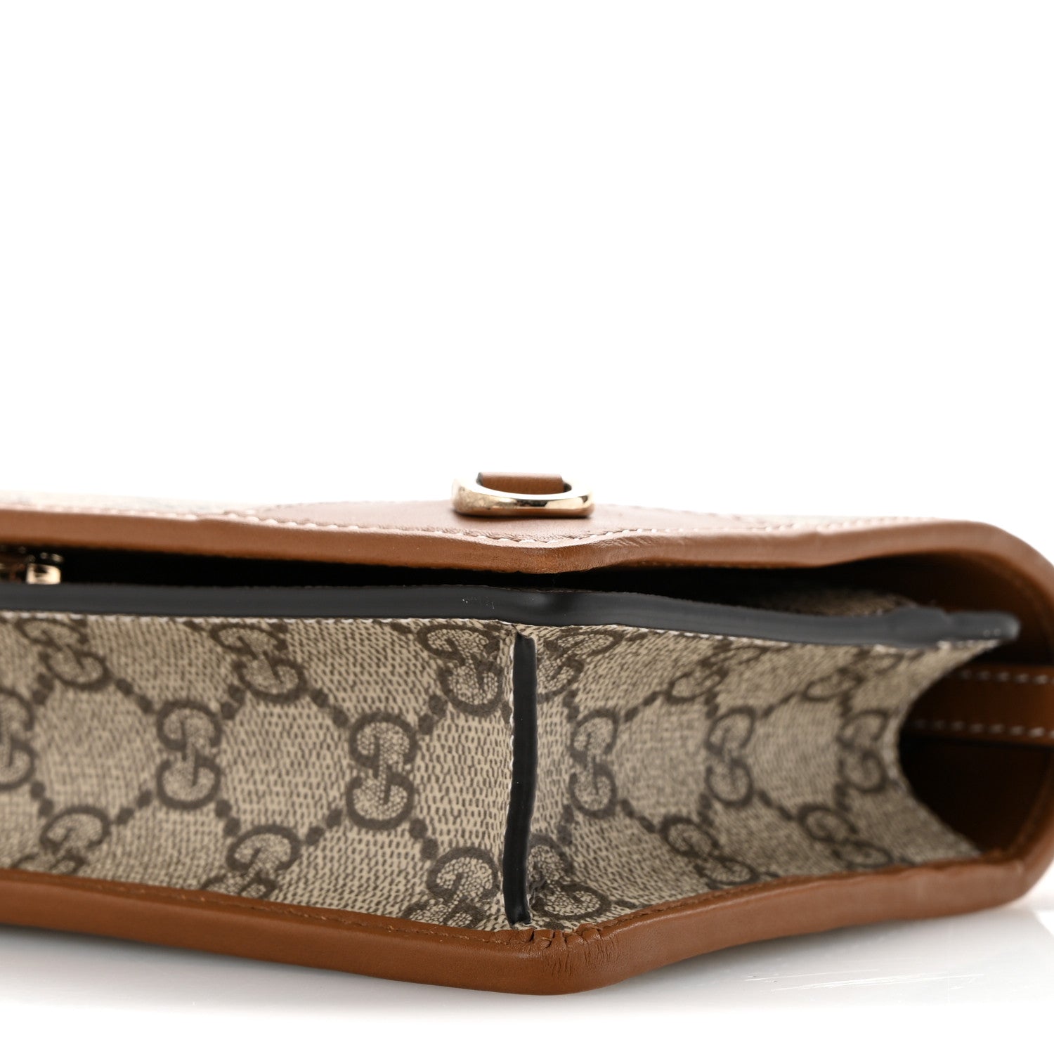 Gucci GG Emblem Monogram Wallet With Strap Beige Brown 10 of 11