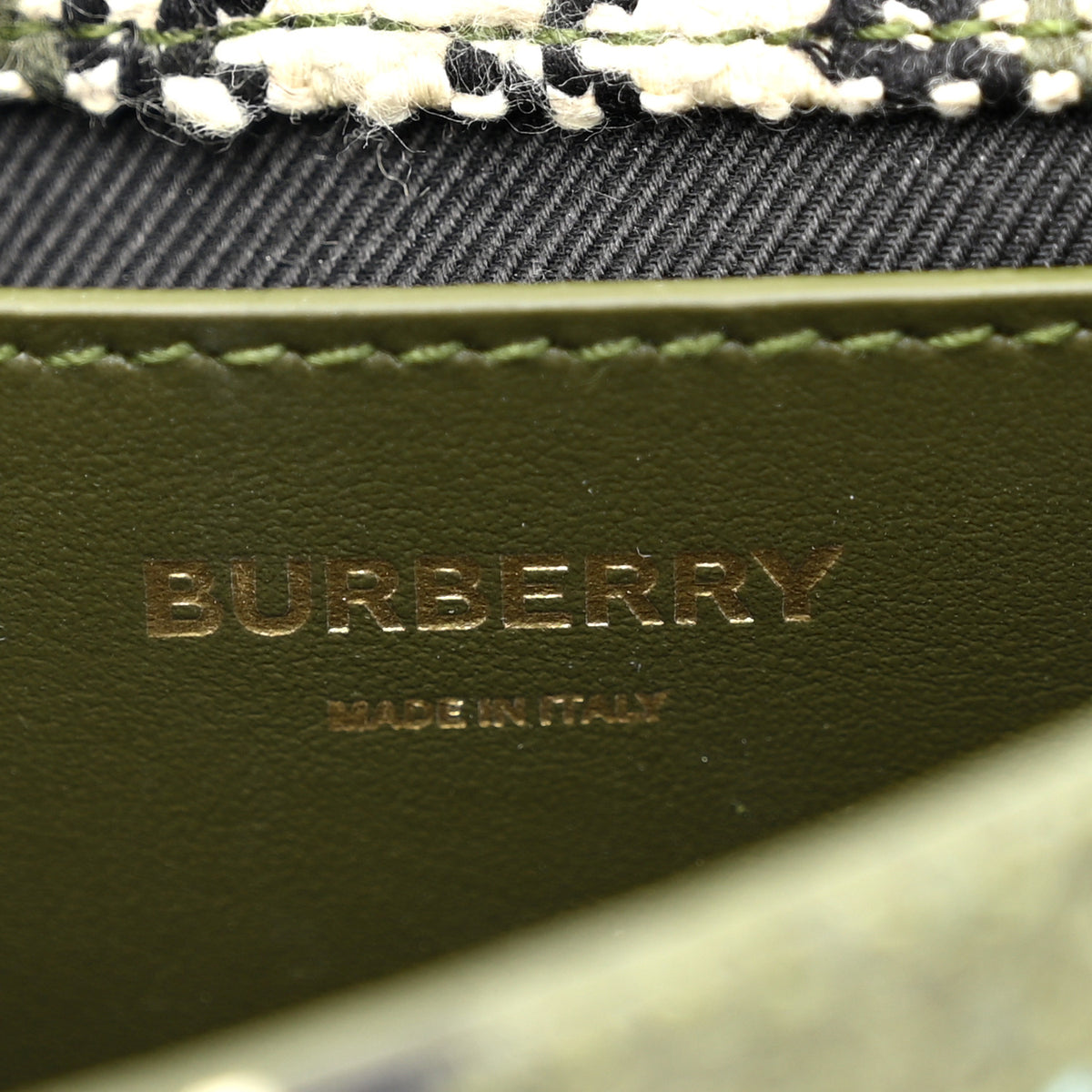 Calfskin Boucle Check Mini Lola Chain Bag Olive Green
