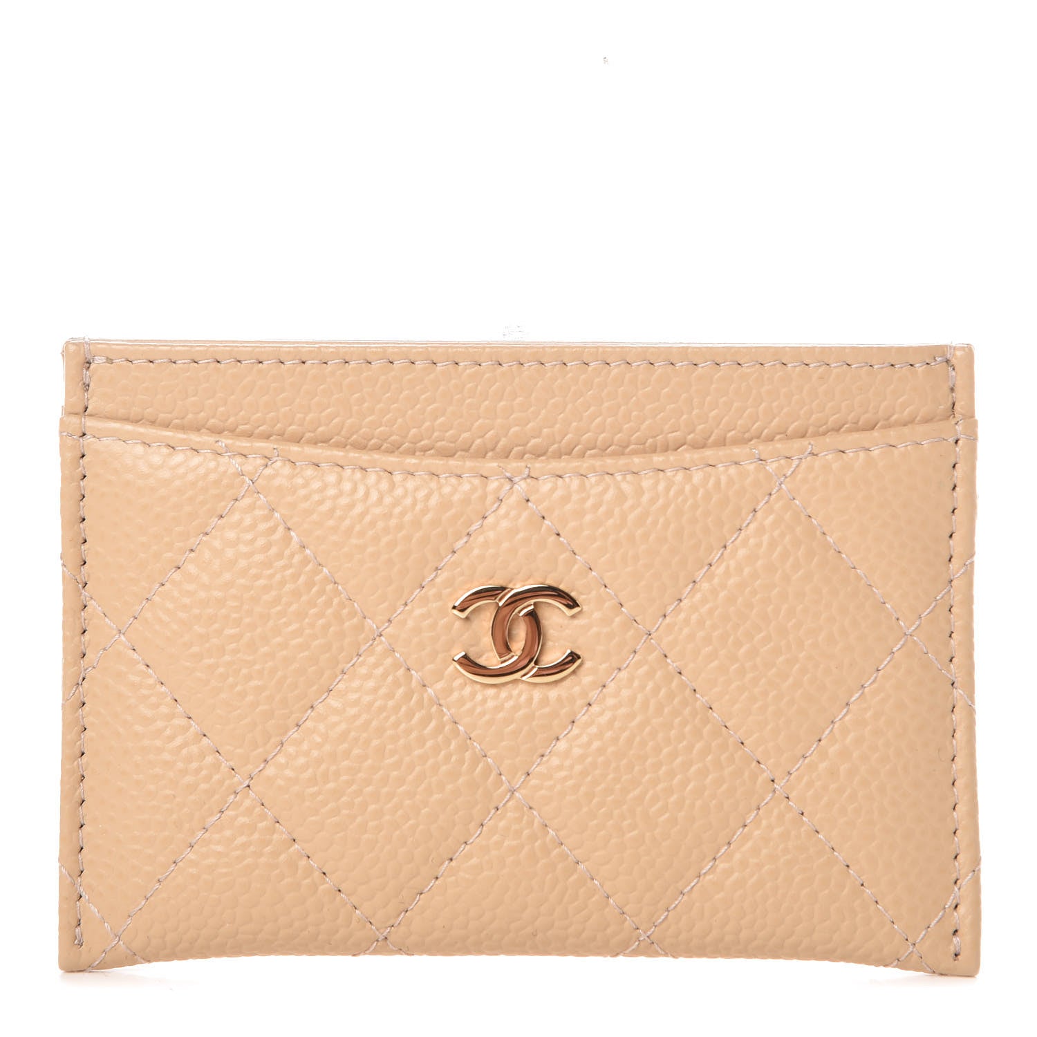 Chanel Caviar Quilted Card Holder Beige 1 of 9