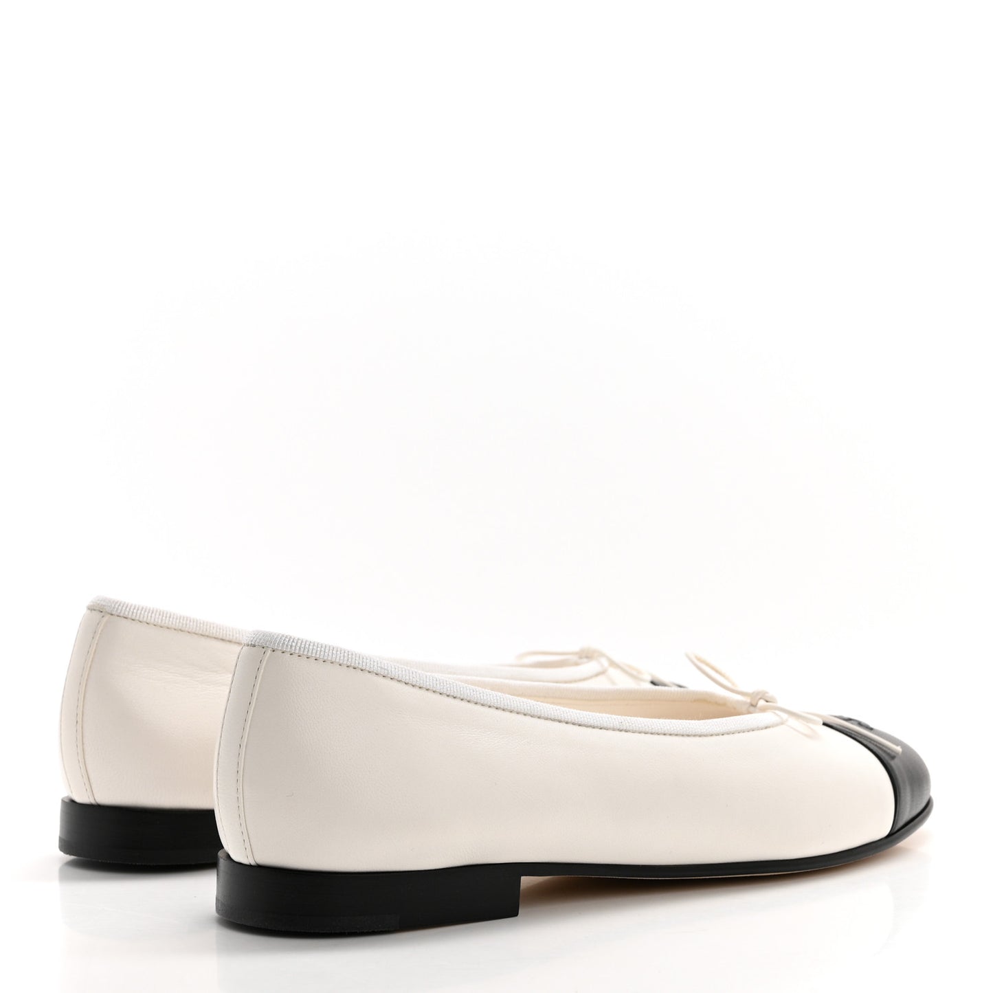 Lambskin Cap Toe CC Ballerina Flats 37.5 White Black