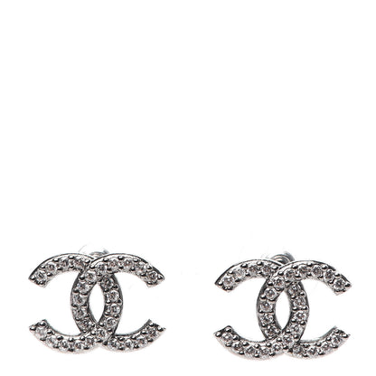 Chanel Crystal CC Earrings Silver 1 of 5