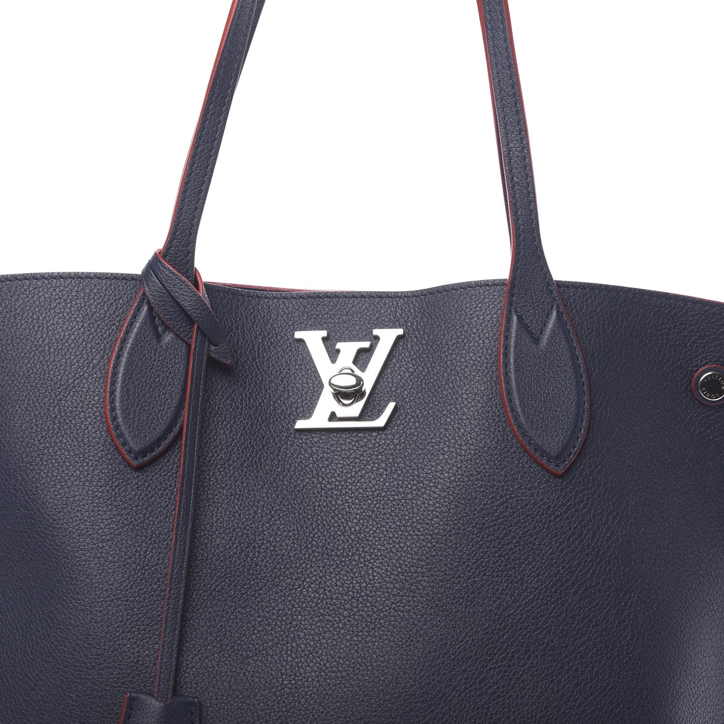 Calfskin Lockme Go Tote Marine Rouge