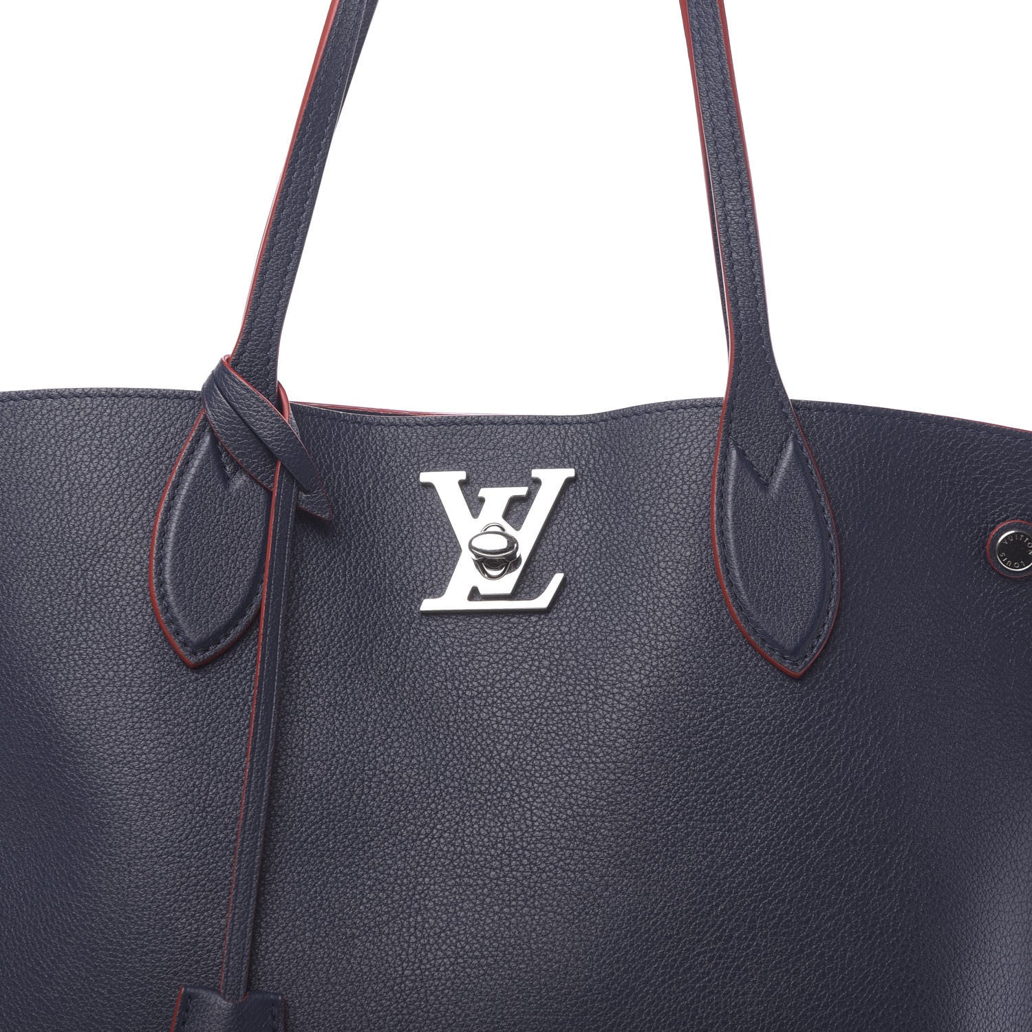 Louis Vuitton Calfskin Lockme Go Tote Marine Rouge 7 of 9
