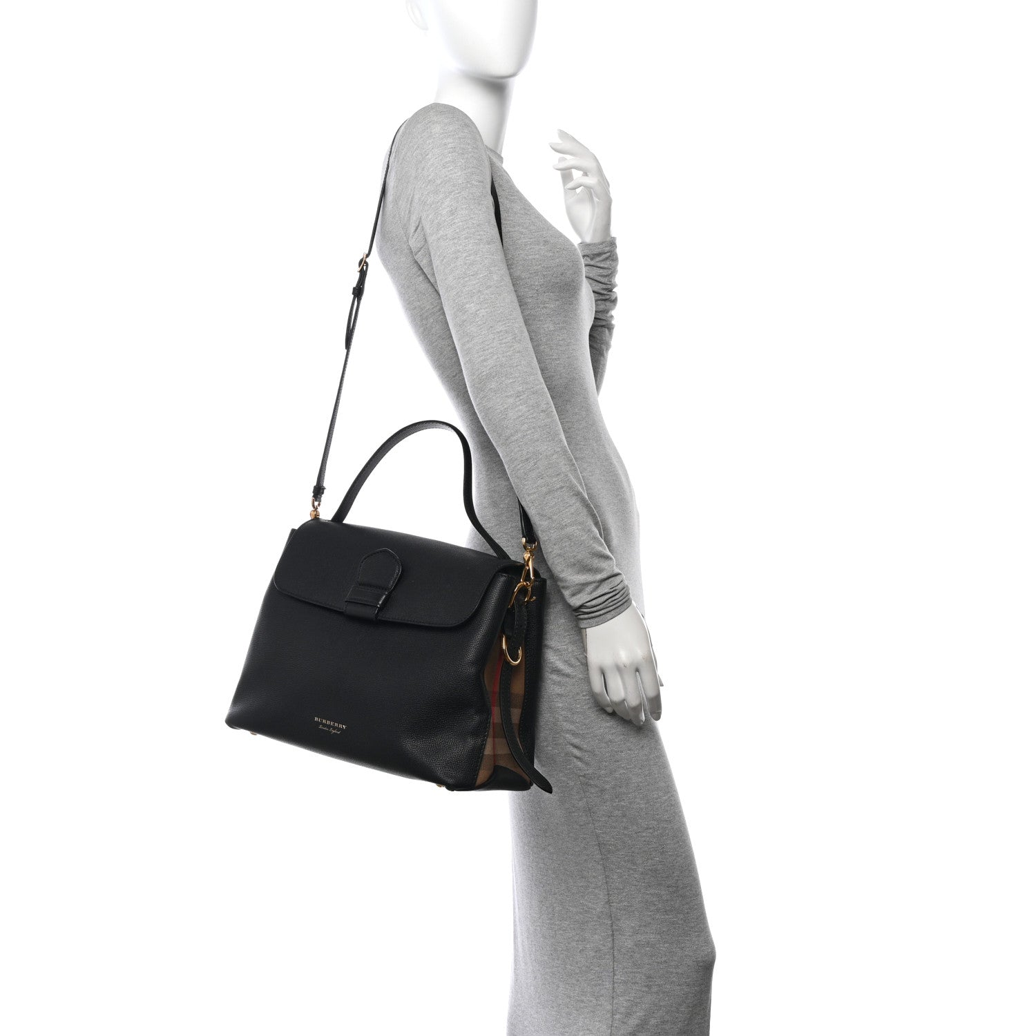 Burberry Derby Calfskin House Check Medium Camberley Black 2 of 12