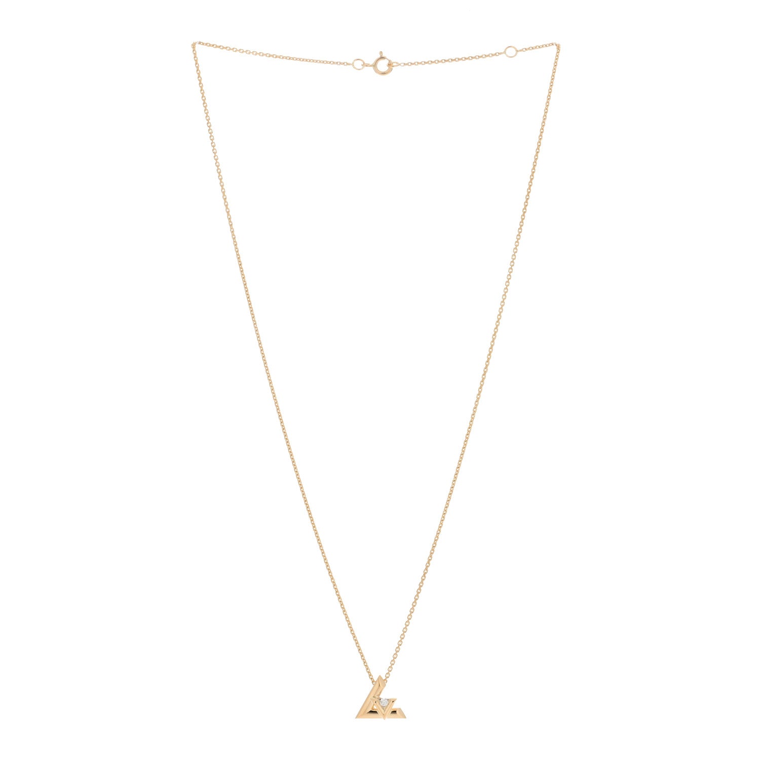 Louis Vuitton 18K Yellow Gold Diamond Small LV Volt One Pendant Necklace 2 of 5
