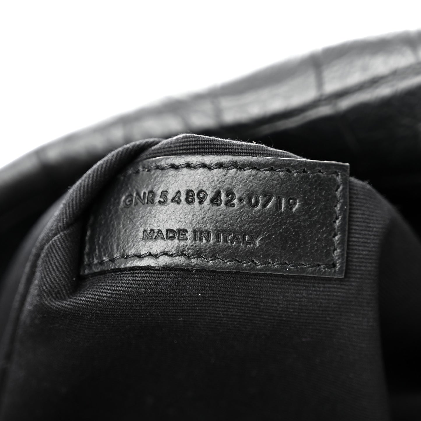 Crocodile Embossed Lambskin Monogram Medium Niki Chain Satchel Black