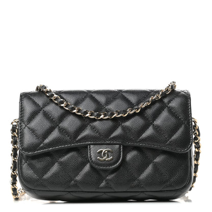 Chanel Caviar Quilted Flap Phone Holder With Chain Black 1 of 13