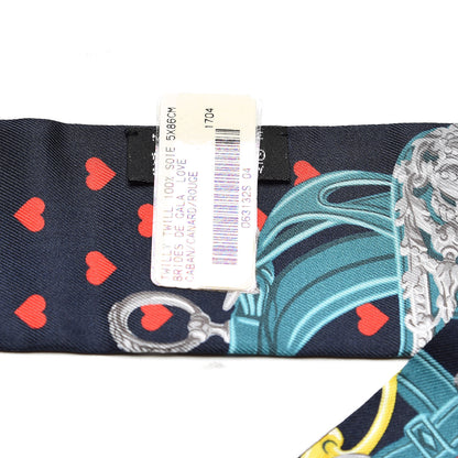 Hermes Silk Brides de Gala Love Twilly Caban Canard Rouge 4 of 5