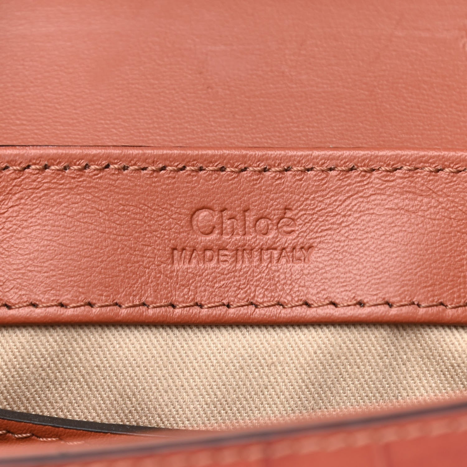 Chloe Calfskin Crocodile Embossed Mini C Double Carry Chestnut Brown 6 of 12