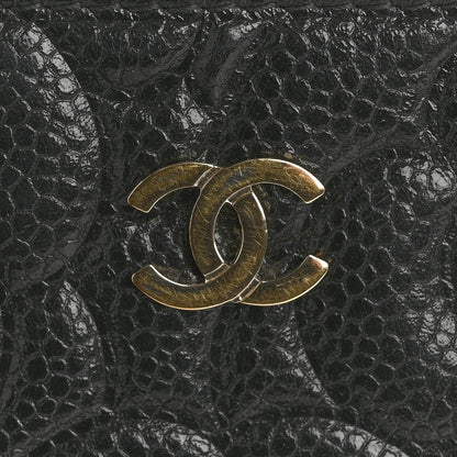 Chanel Caviar Camellia Embossed Classic Flat Wallet Pouch Black 8 of 12