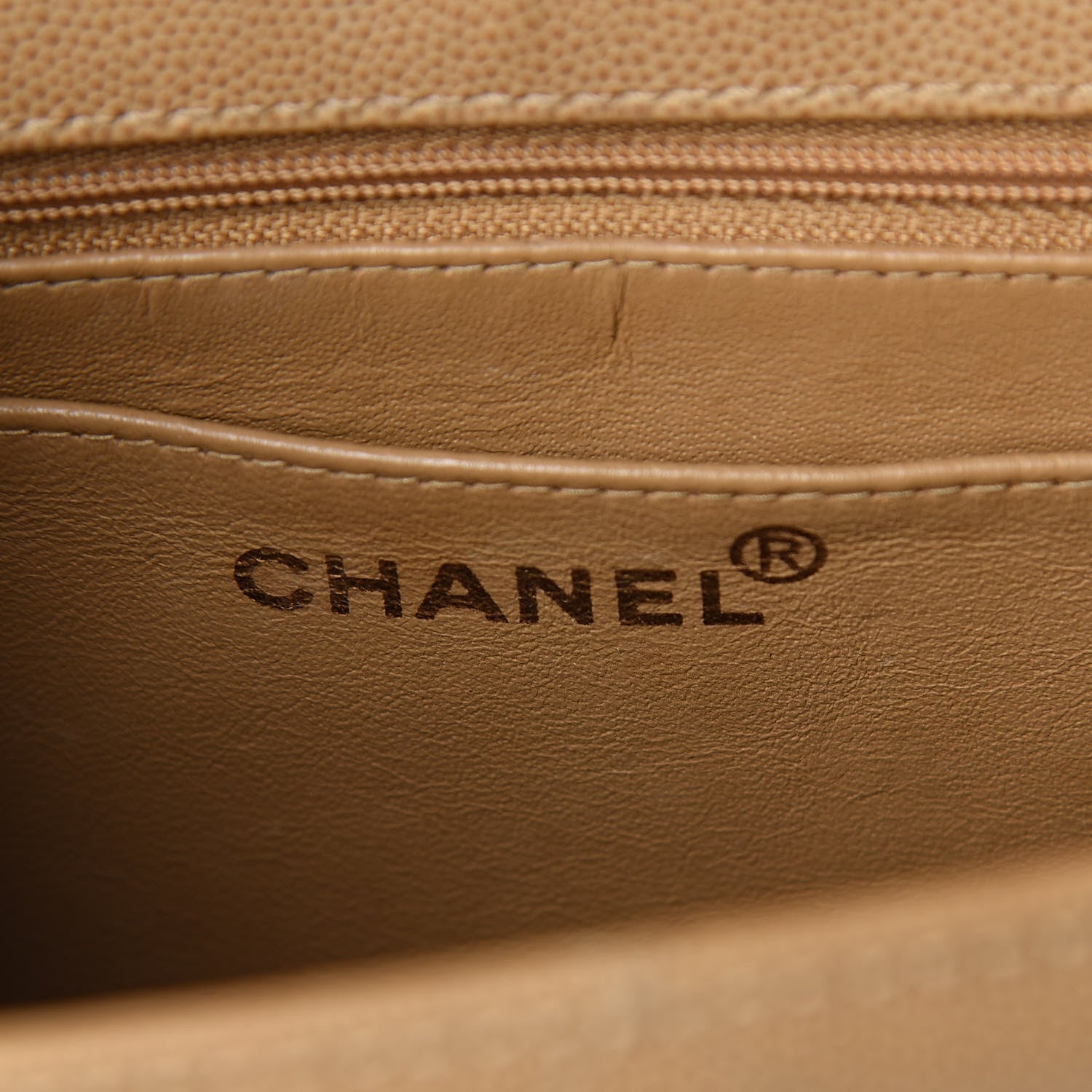 Chanel Caviar Stitched Flap Shoulder Bag Beige 6 of 13