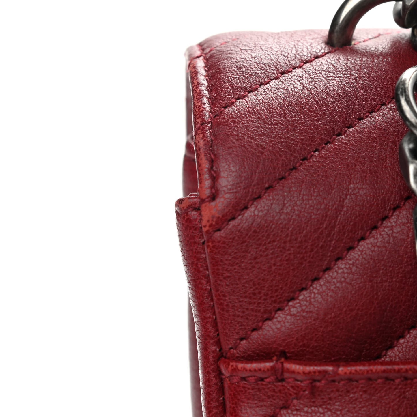 Sheepskin Matelasse Chevron Large College Monogram Satchel Rouge