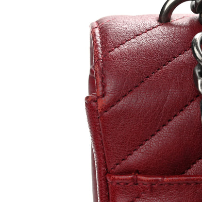 Saint Laurent Sheepskin Matelasse Chevron Large College Monogram Satchel Rouge 10 of 11