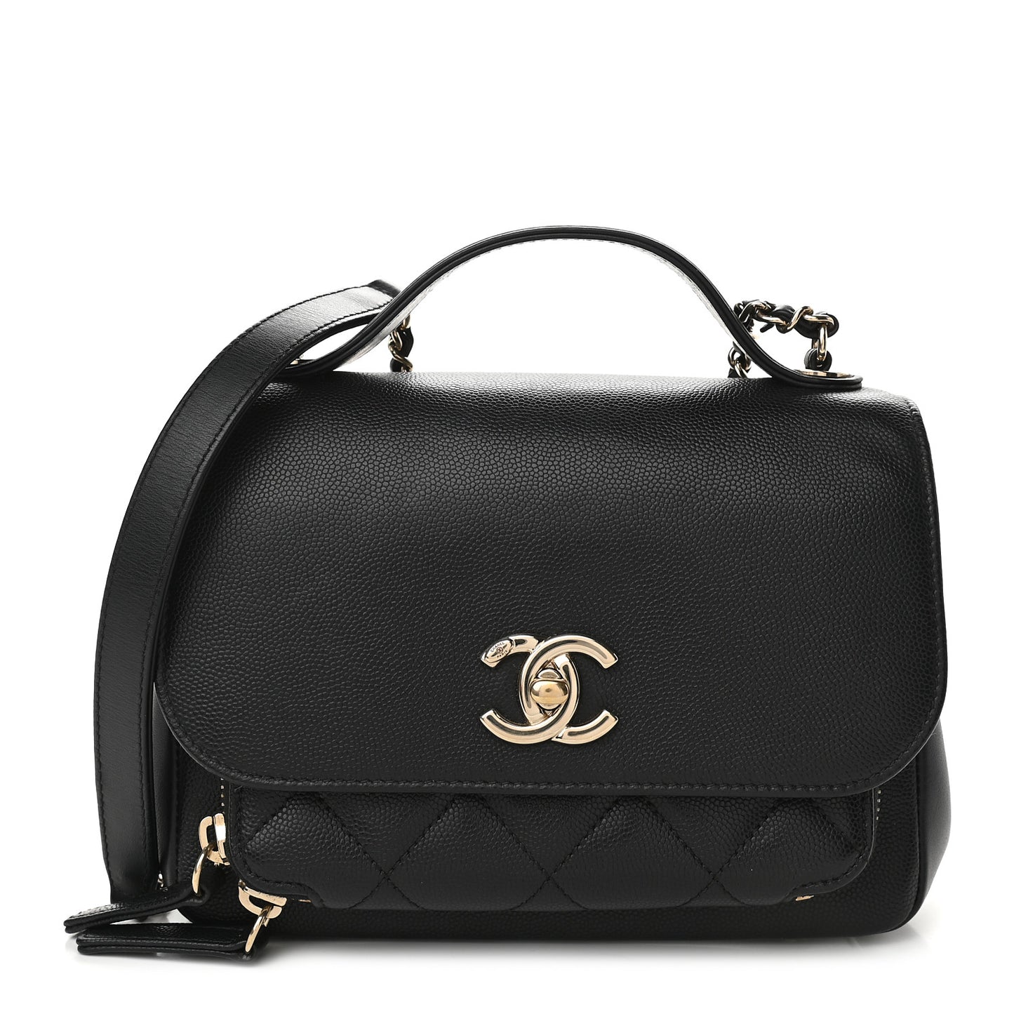 Caviar Quilted Small Business Affinity Flap Black