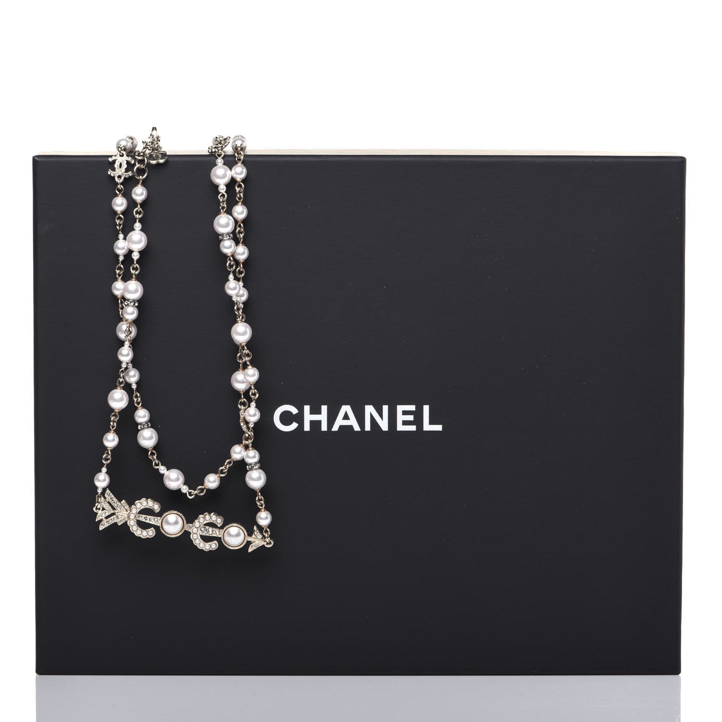 Pearl Crystal Queen of France Multi Strand Necklace Gold