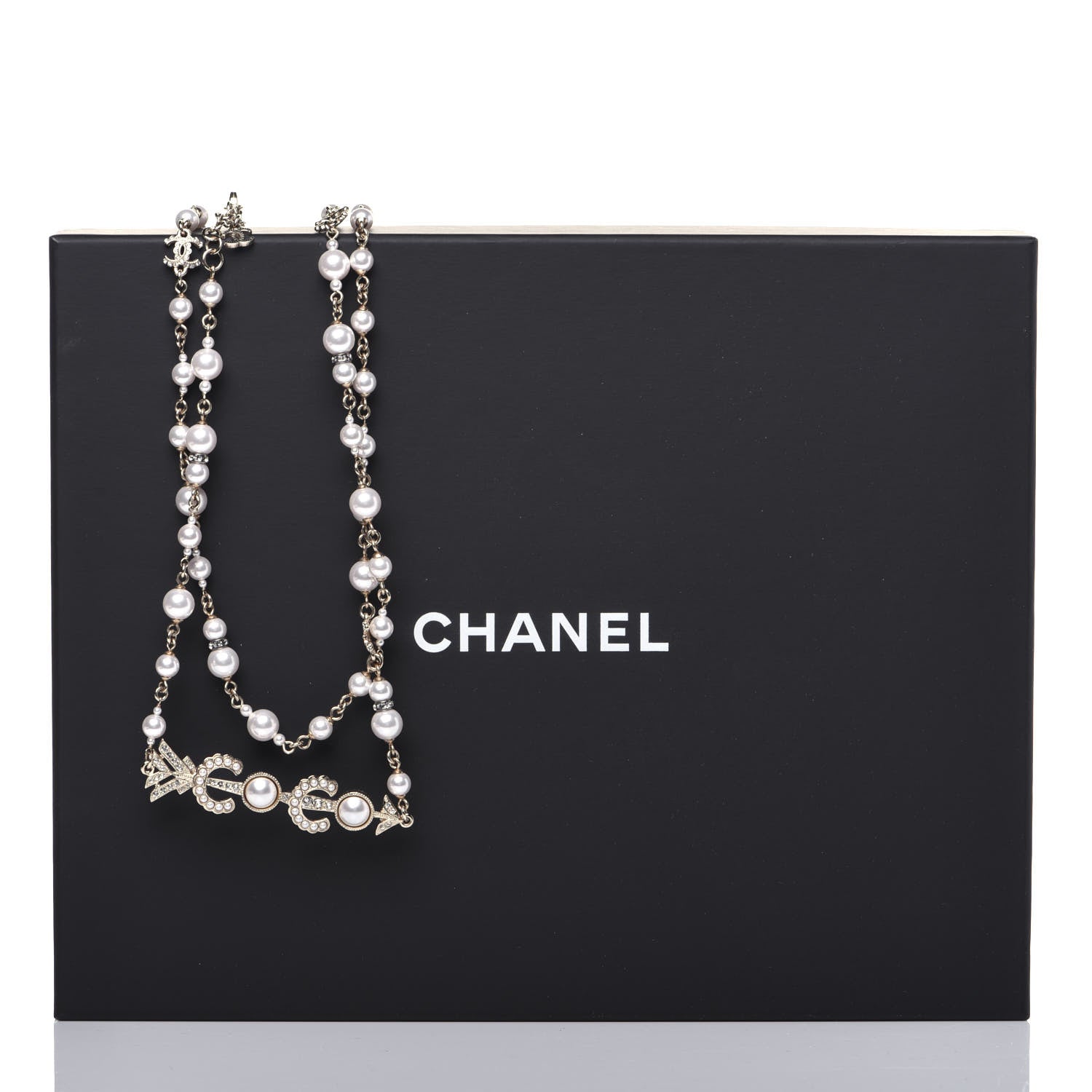 Chanel Pearl Crystal Queen of France Multi Strand Necklace Gold 7 of 7