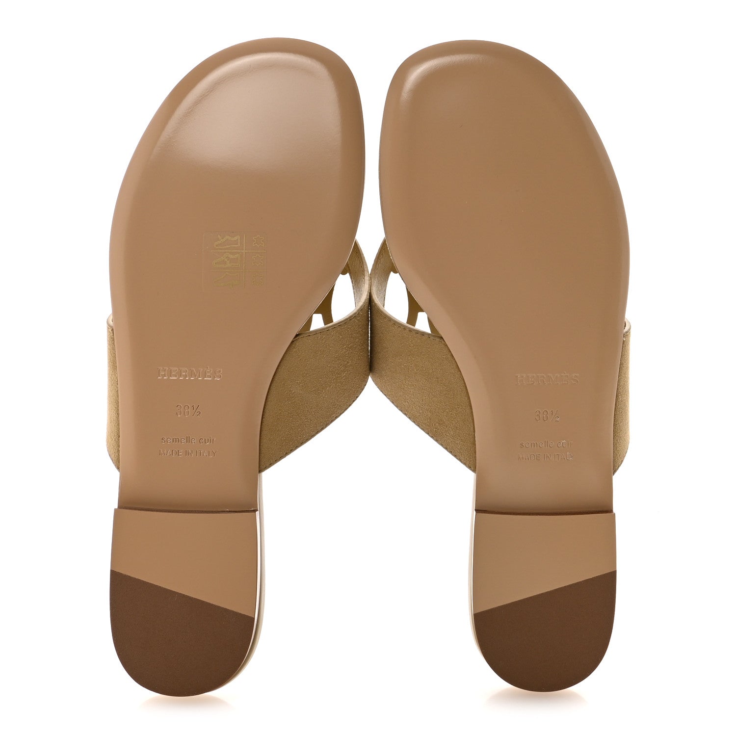 Hermes Suede Goatskin Womens Mage Sandals 38.5 Beige Albatre 6 of 9