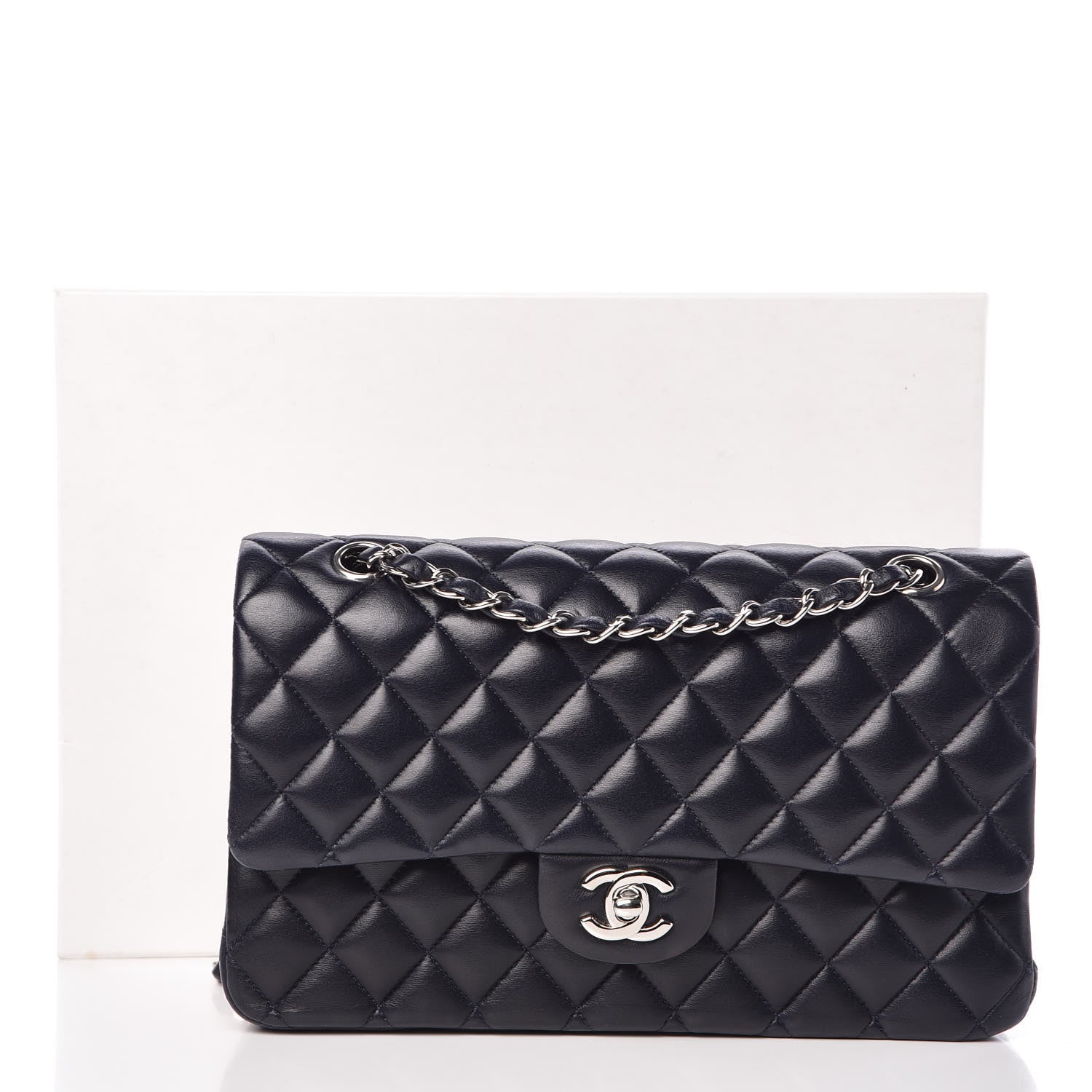 Chanel Lambskin Quilted Medium Double Flap Navy 11 of 11