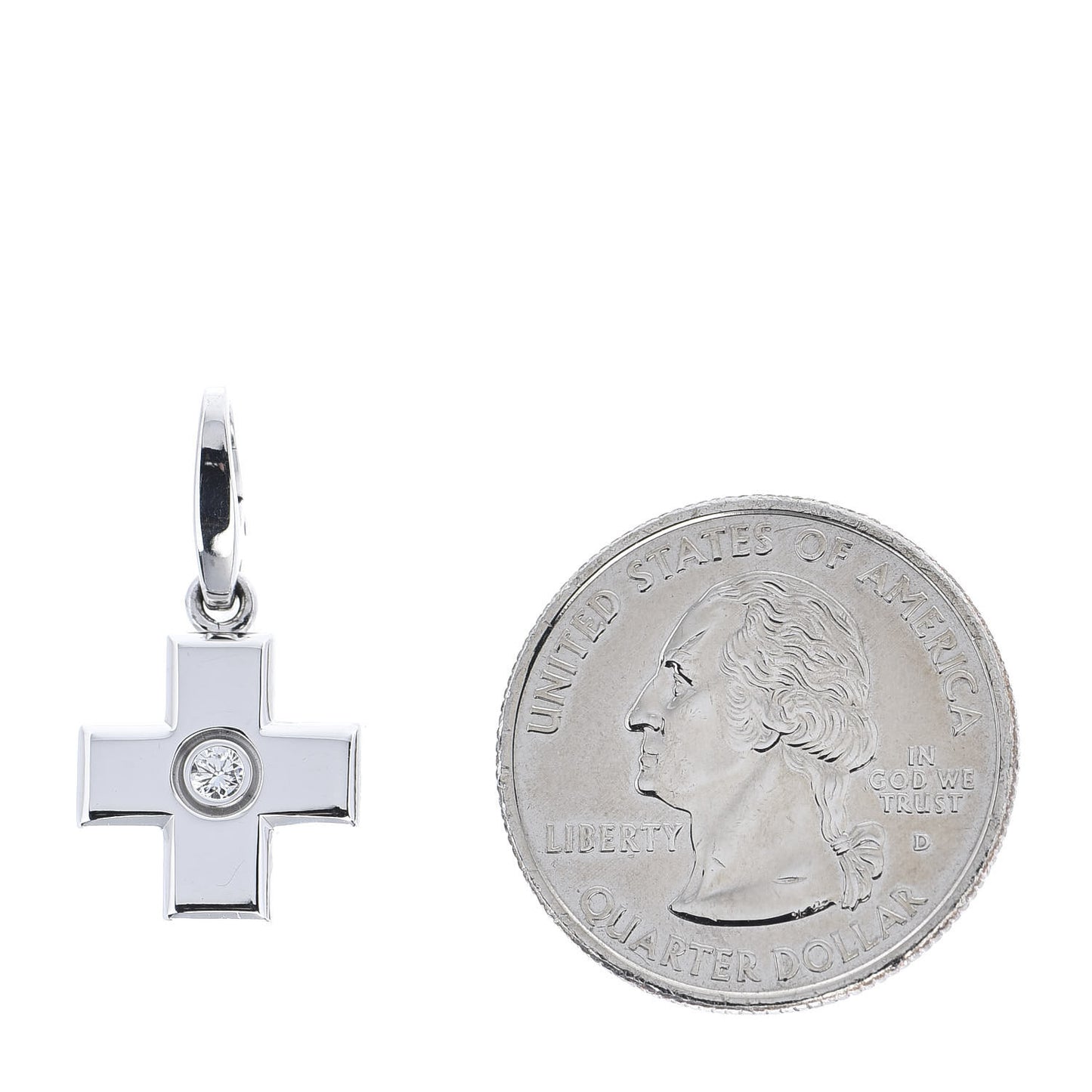 18K White Gold Diamond Cross Charm