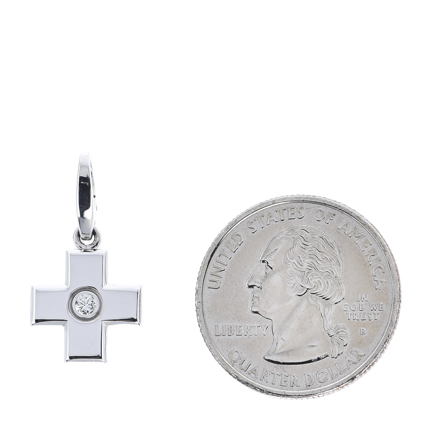 Cartier 18K White Gold Diamond Cross Charm 2 of 3