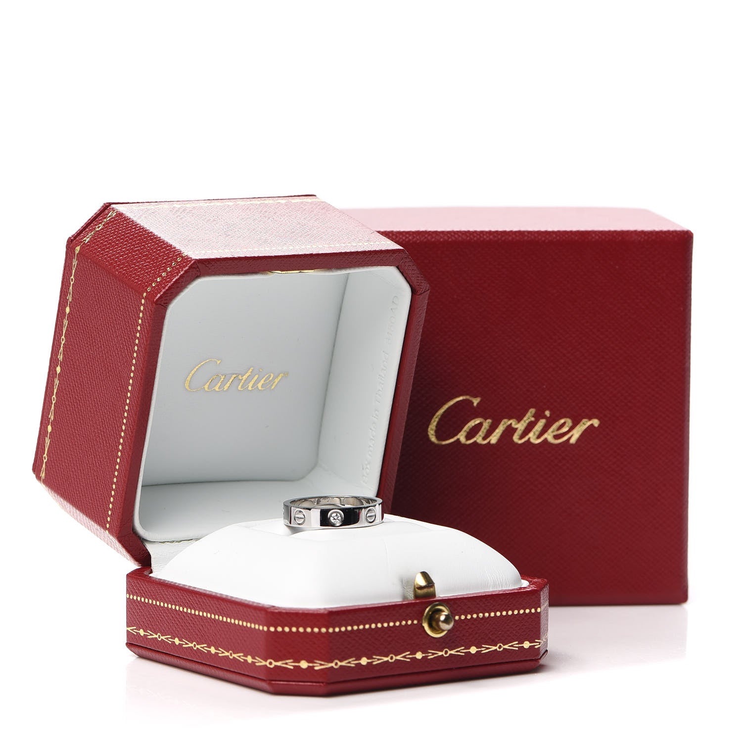 Cartier 18K White Gold Diamond 4mm LOVE Wedding Band Ring 53 6.25 5 of 5