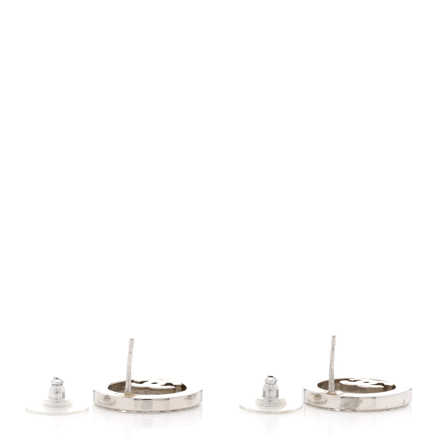 Crystal CC Round Earrings Silver