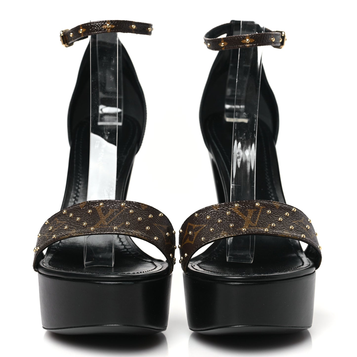 Patent Monogram Afterglow Platform Sandals 38.5 Black