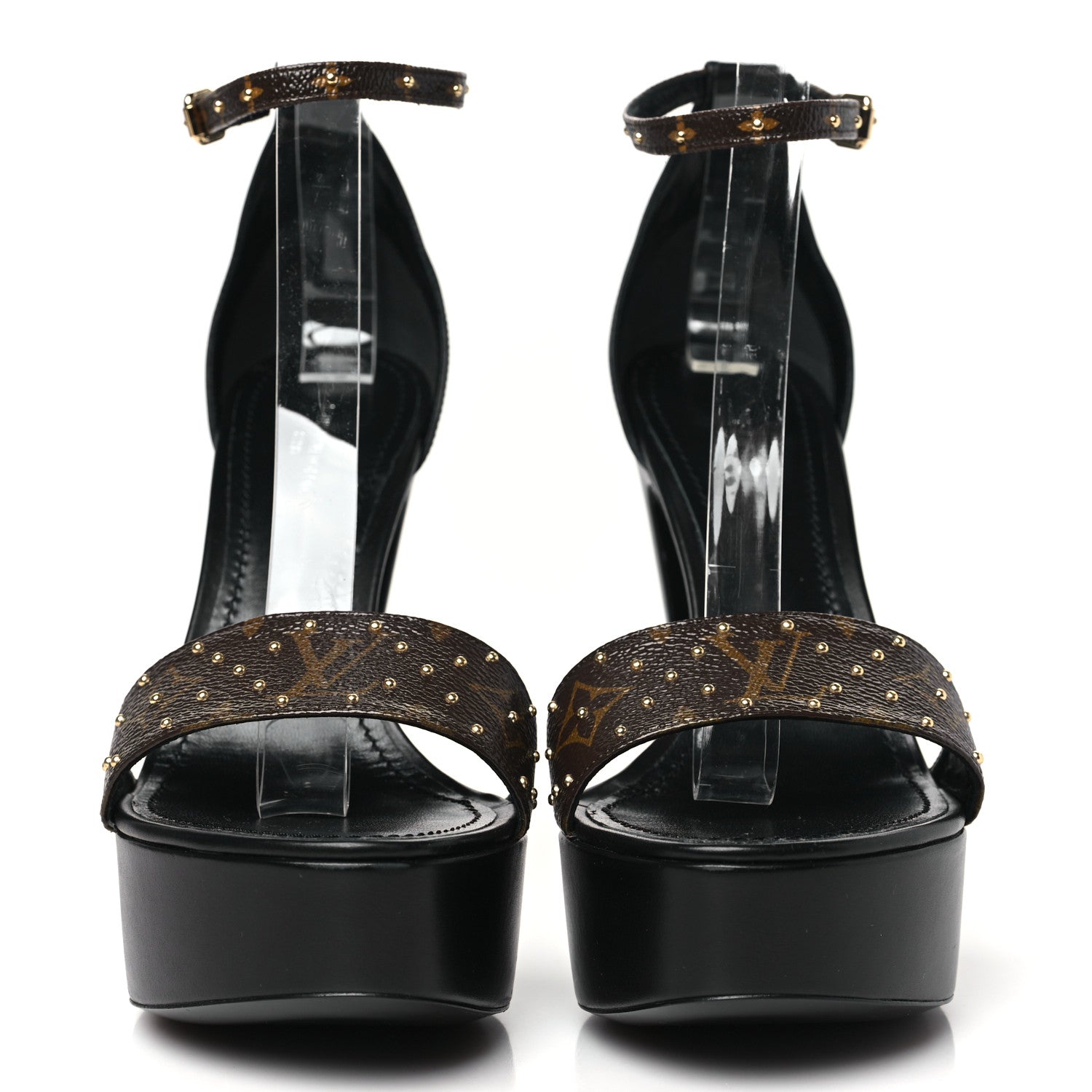 Louis Vuitton Patent Monogram Afterglow Platform Sandals 38.5 Black 2 of 9