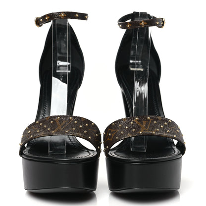 Louis Vuitton Patent Monogram Afterglow Platform Sandals 38.5 Black 2 of 9
