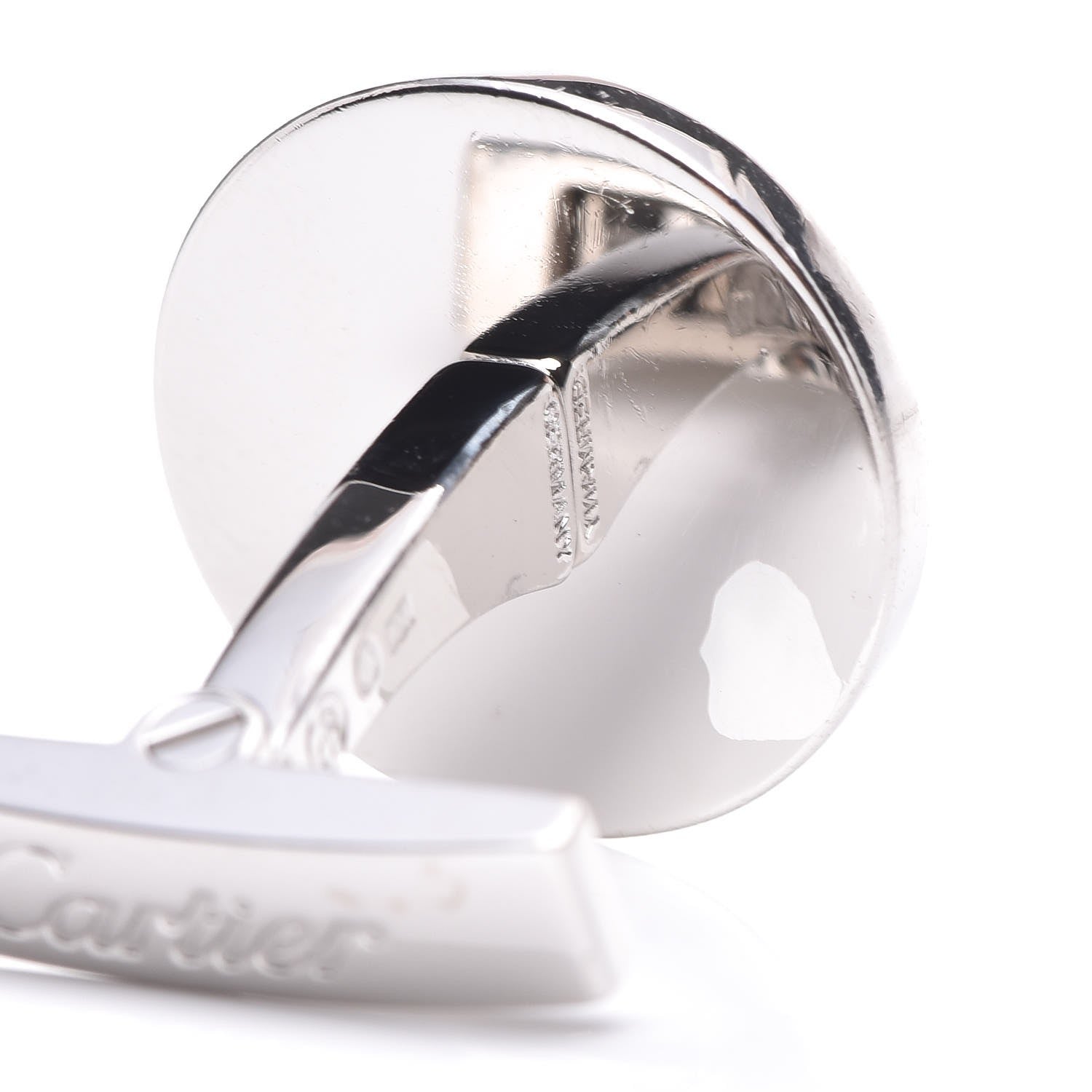 Cartier Sterling Silver Palladium Finish Double C Logo Decor Cufflinks in Black 5 of 5