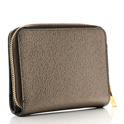 Saint Laurent Metallic Calfskin Monogram Compact Zip Around Wallet Grey 3 of 6