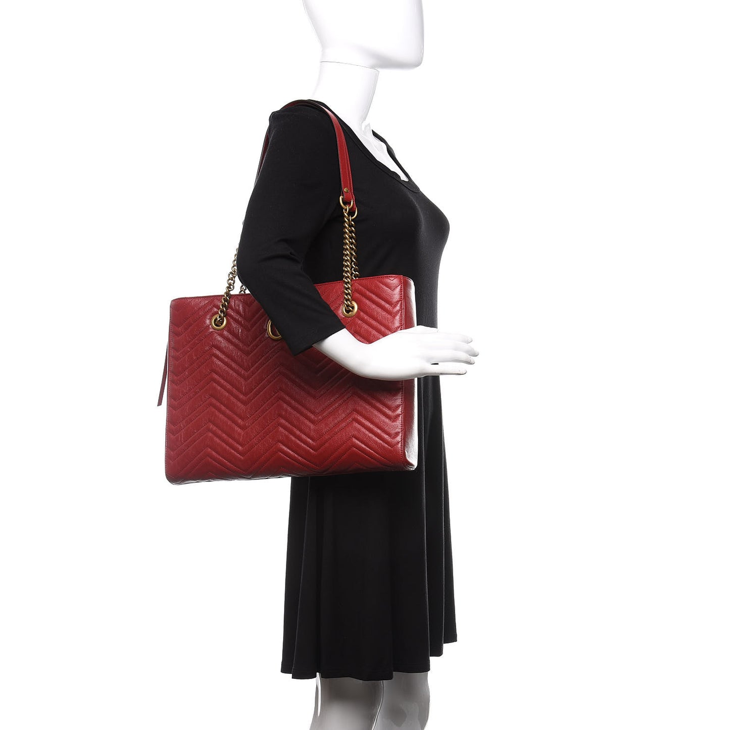 Azalea Calfskin Matelasse Medium GG Marmont Slim Tote Romantic Cerise